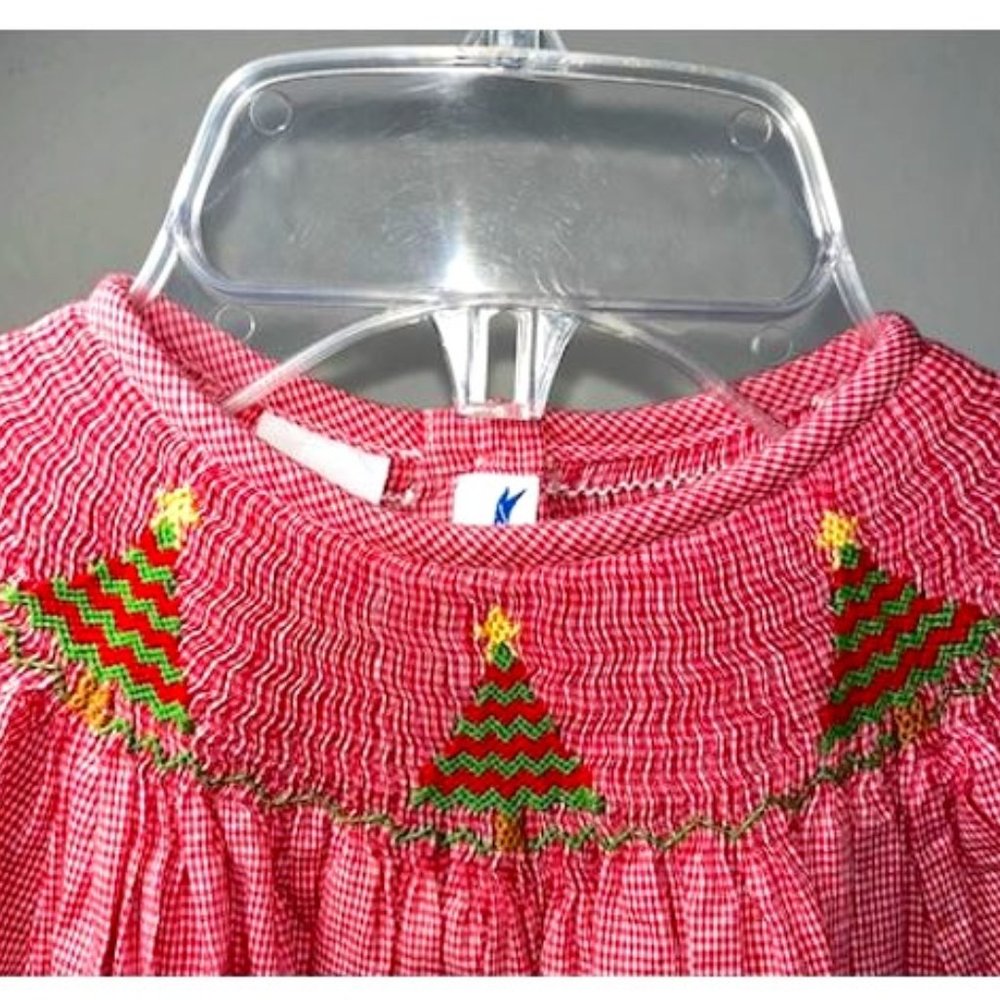 Charming Christmas Tree Smocked Dress Sz 5T